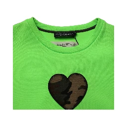 Green Patchwork Heart Men Sweatshirt Sweater
