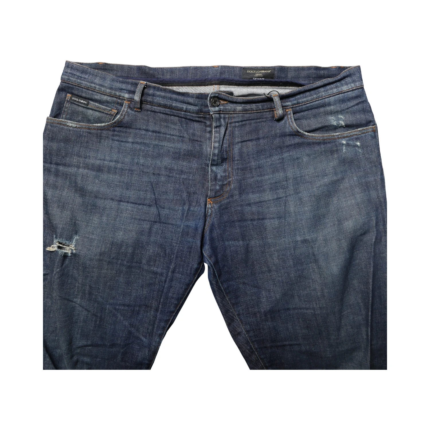 Dark Blue Washed Skinny Cotton Denim  Jeans
