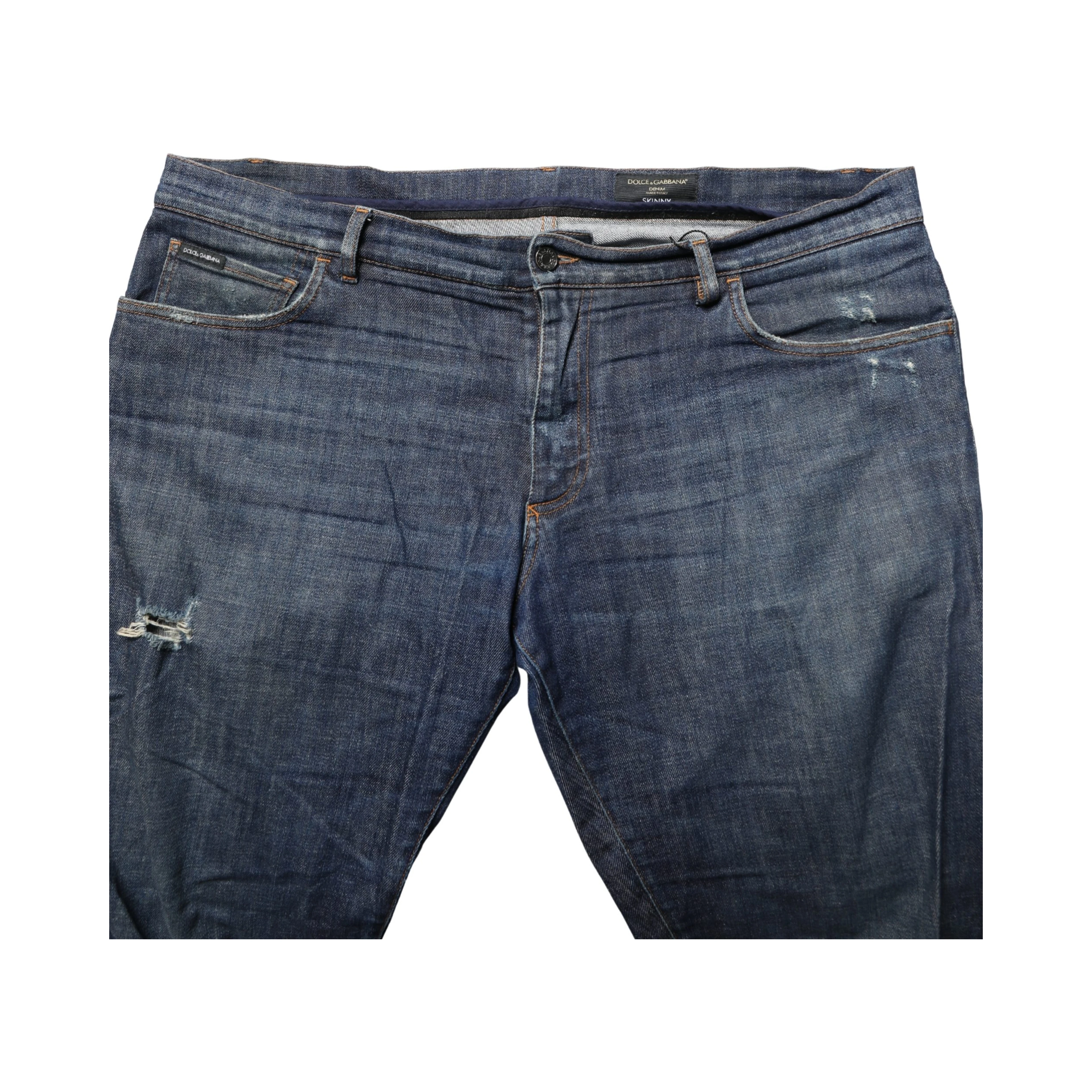 Dark Blue Washed Skinny Cotton Denim  Jeans