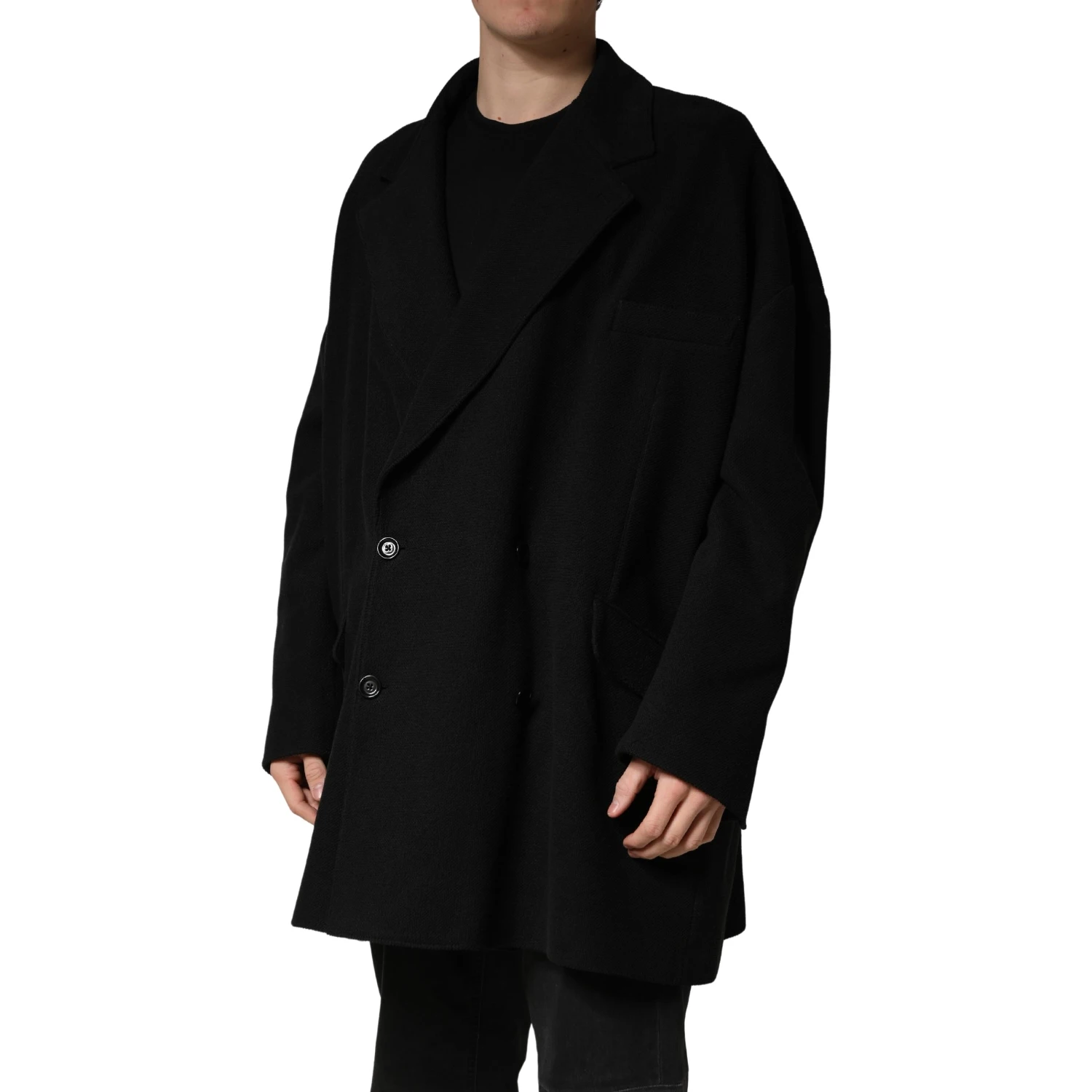 Black Double Breasted 2 Buttons Suit Jacket