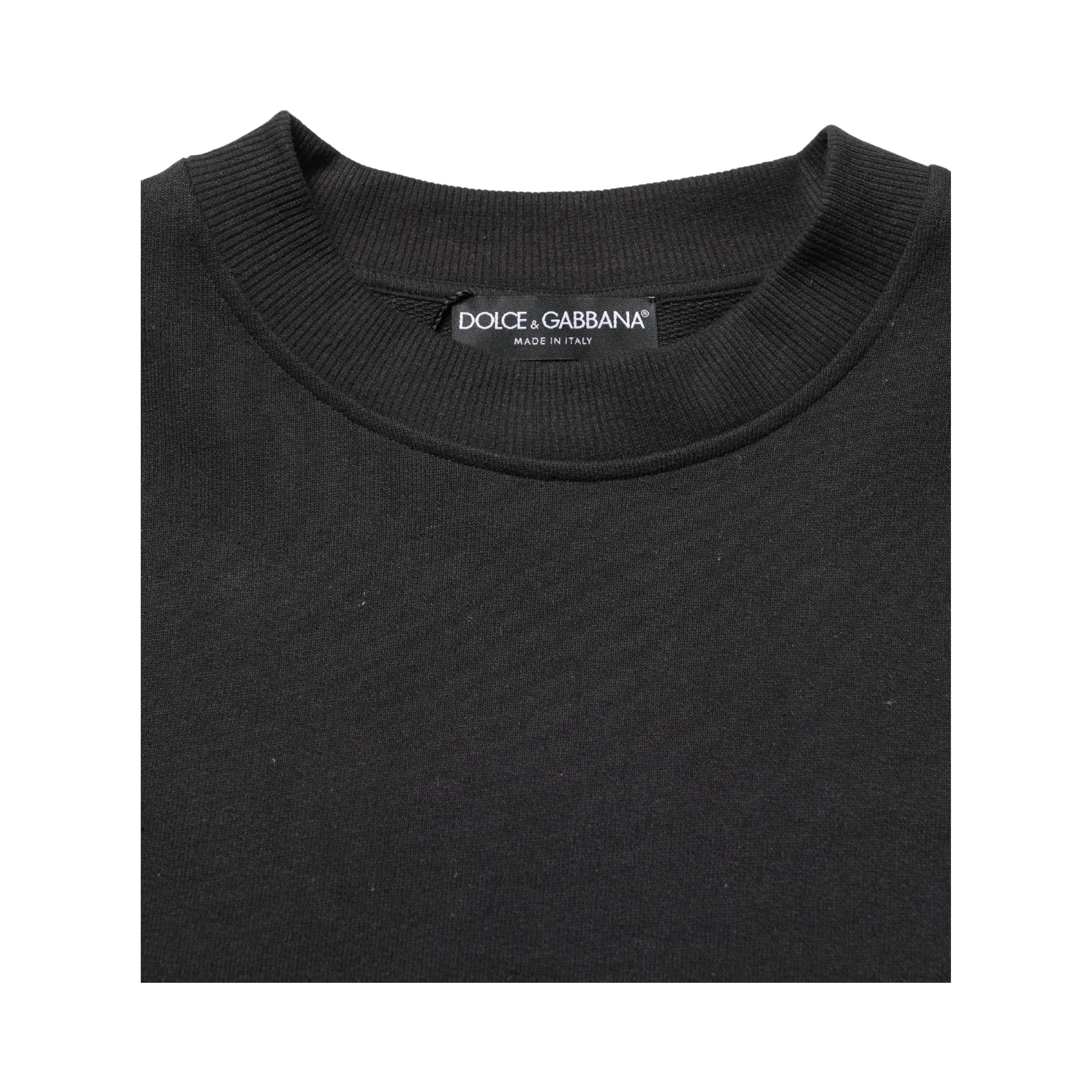 Black Cotton Crew Neck Sweatshirt  Sweater
