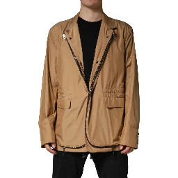 Brown Single Breasted Layered Coat Jacket