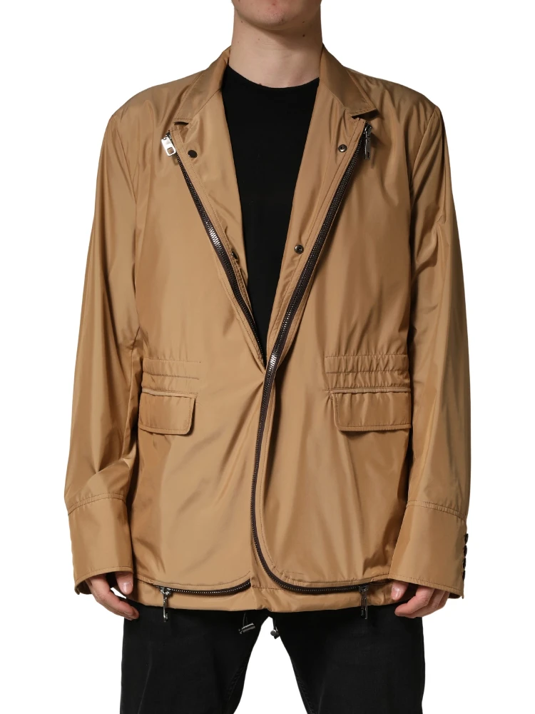 Brown Single Breasted Layered Coat Jacket