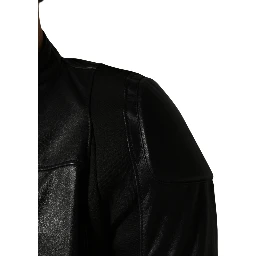 Black Nylon Full Zip Men Biker Coat Jacket