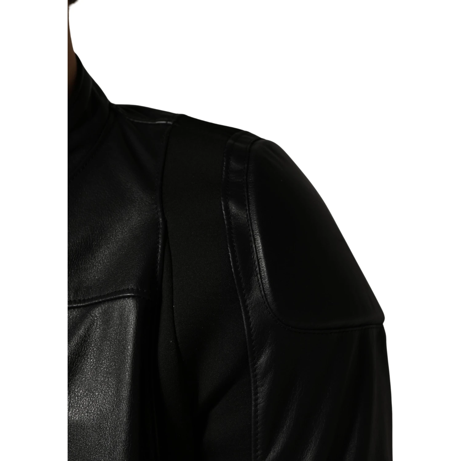Black Nylon Full Zip Men Biker Coat Jacket