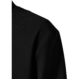 Black Wool Logo Full Zip Men Bomber Jacket