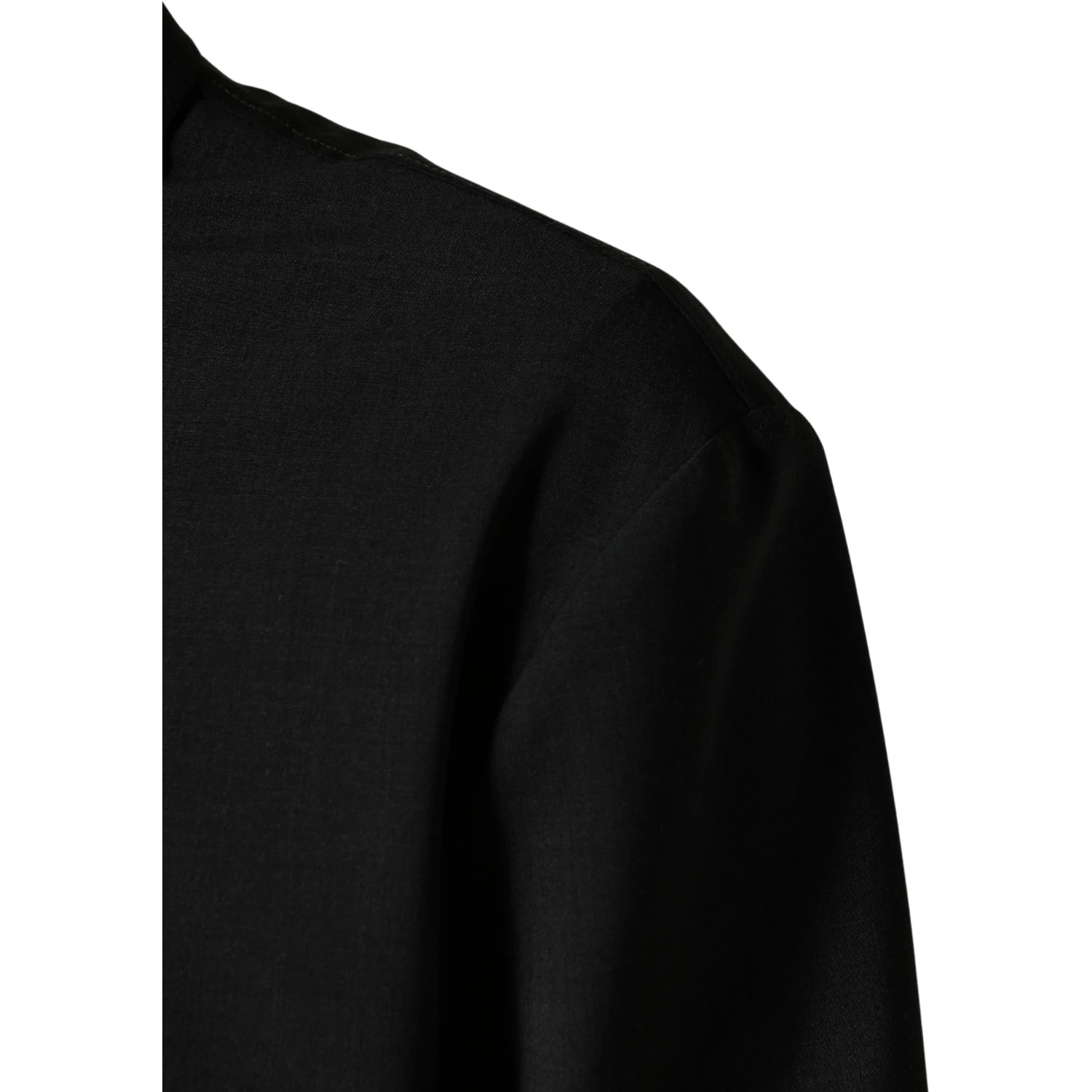 Black Wool Logo Full Zip Men Bomber Jacket