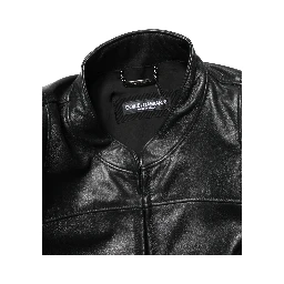 Black Nylon Full Zip Men Biker Coat Jacket