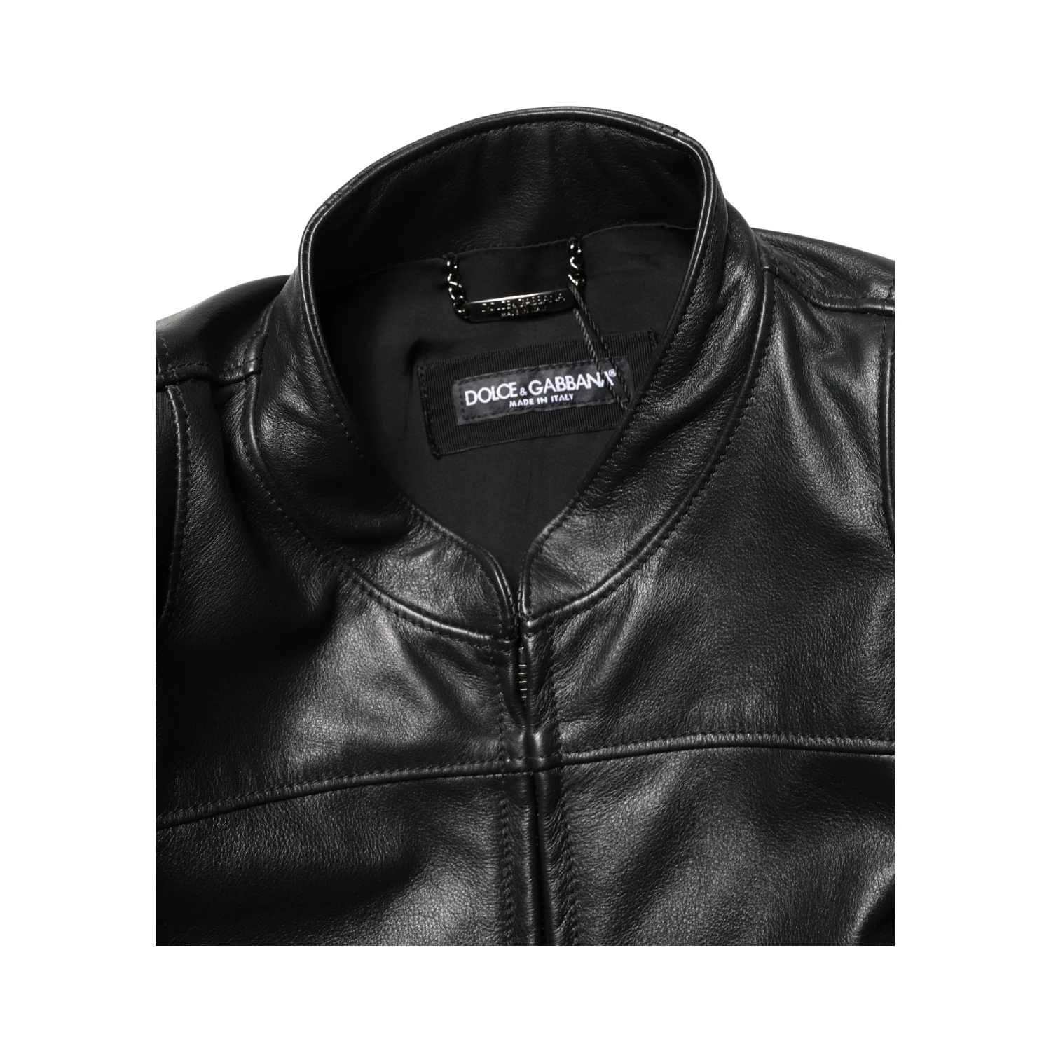 Black Nylon Full Zip Men Biker Coat Jacket
