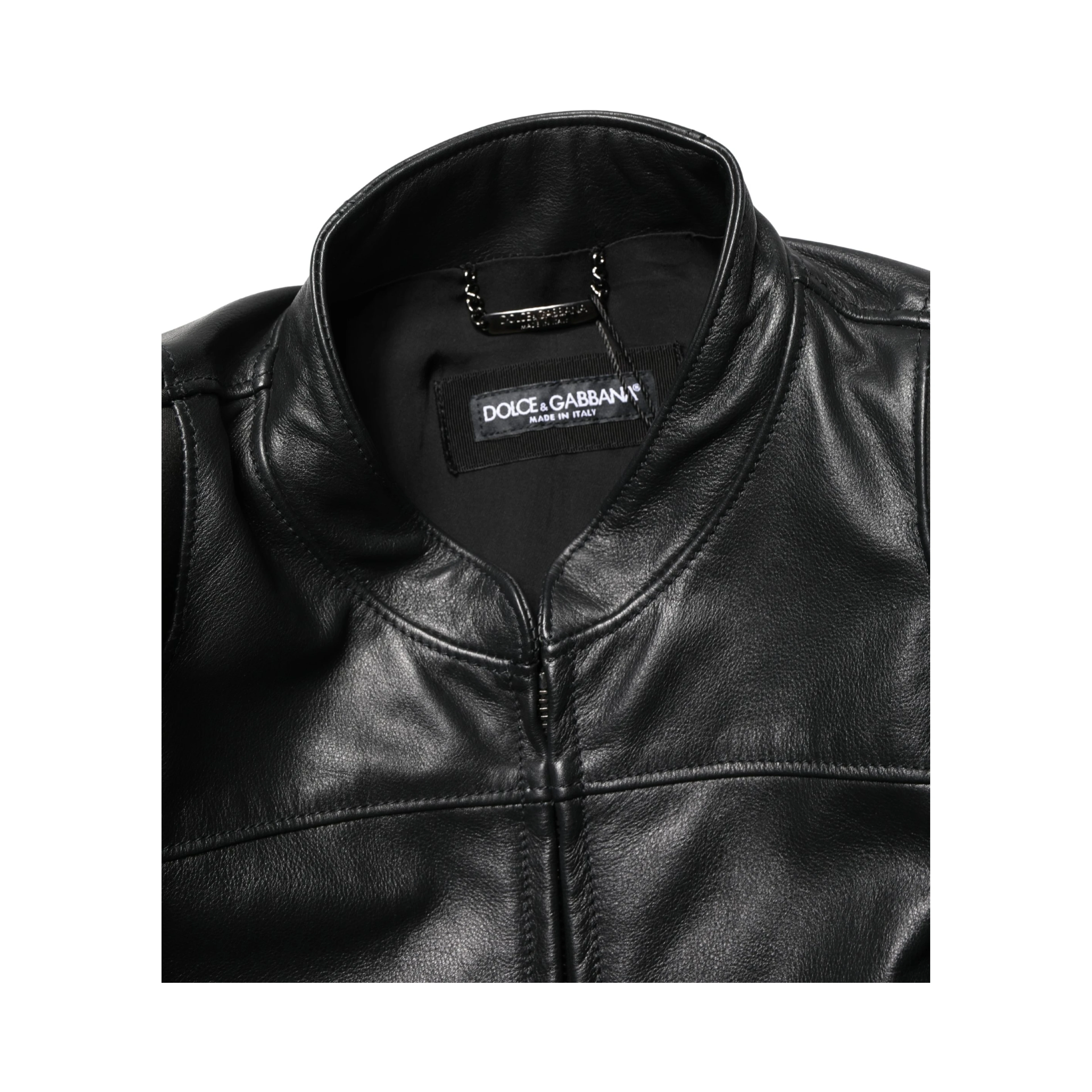 Black Nylon Full Zip Men Biker Coat Jacket