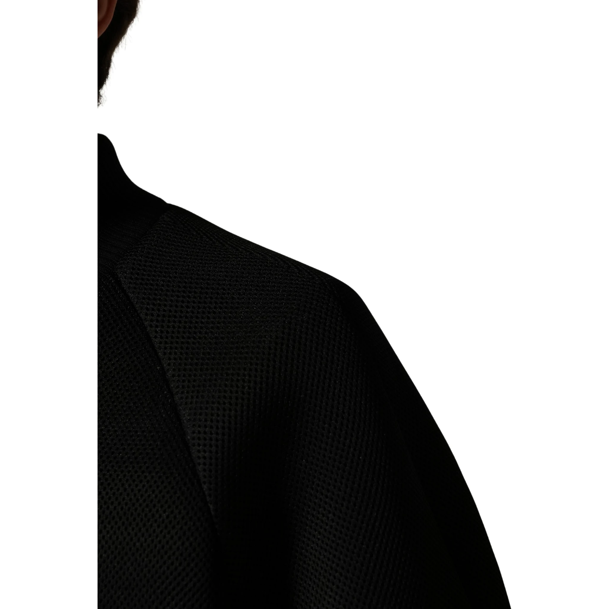 Men Black Nylon Full Zip Bomber Jacket