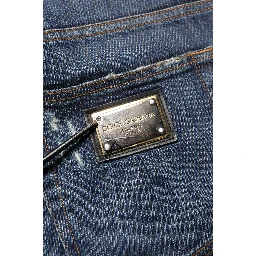 Dark Blue Washed Skinny Cotton Denim  Jeans