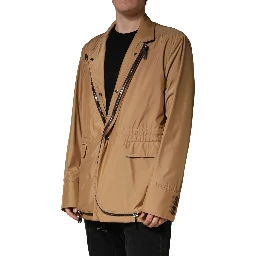Brown Single Breasted Layered Coat Jacket