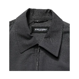 Black Wool Logo Full Zip Men Bomber Jacket