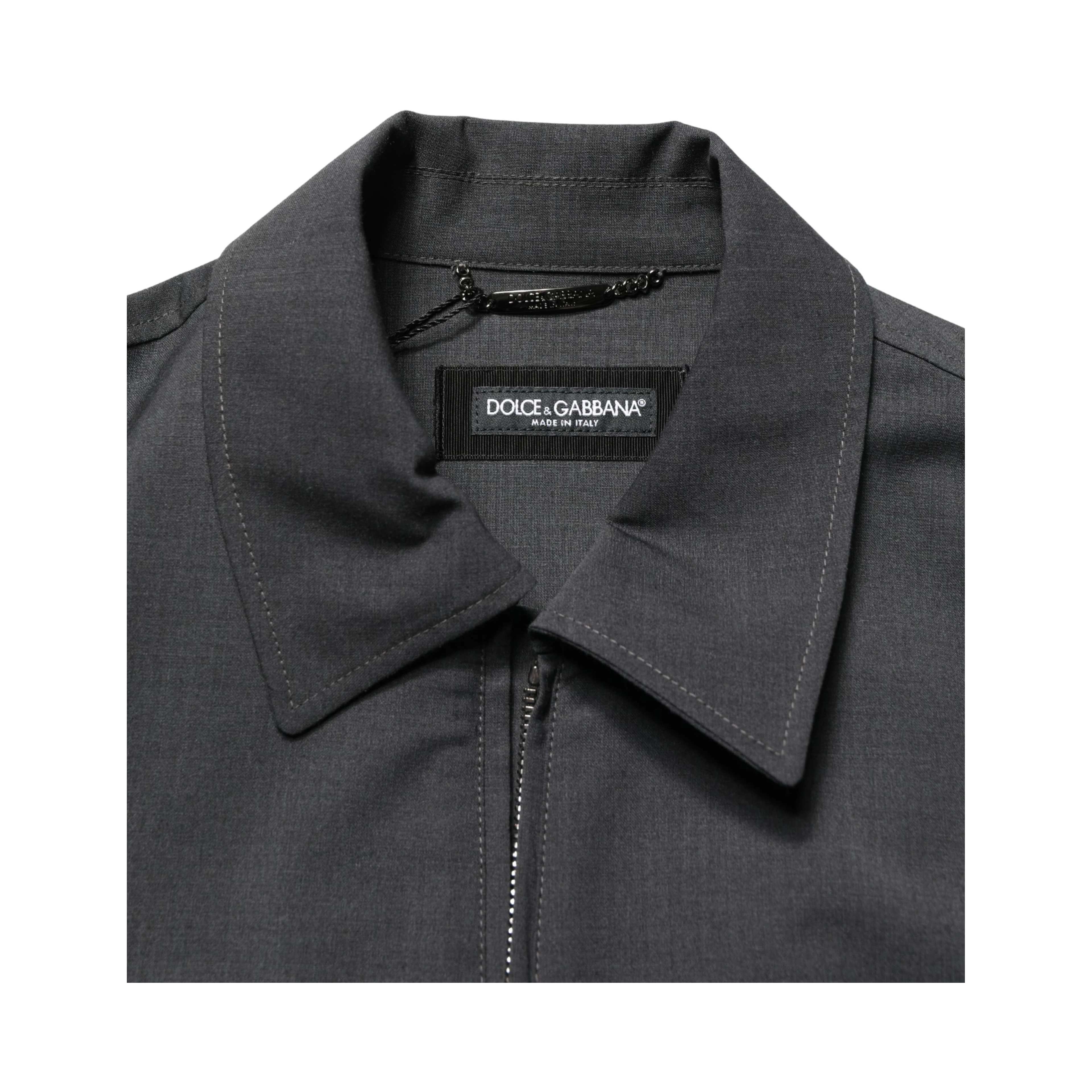 Black Wool Logo Full Zip Men Bomber Jacket