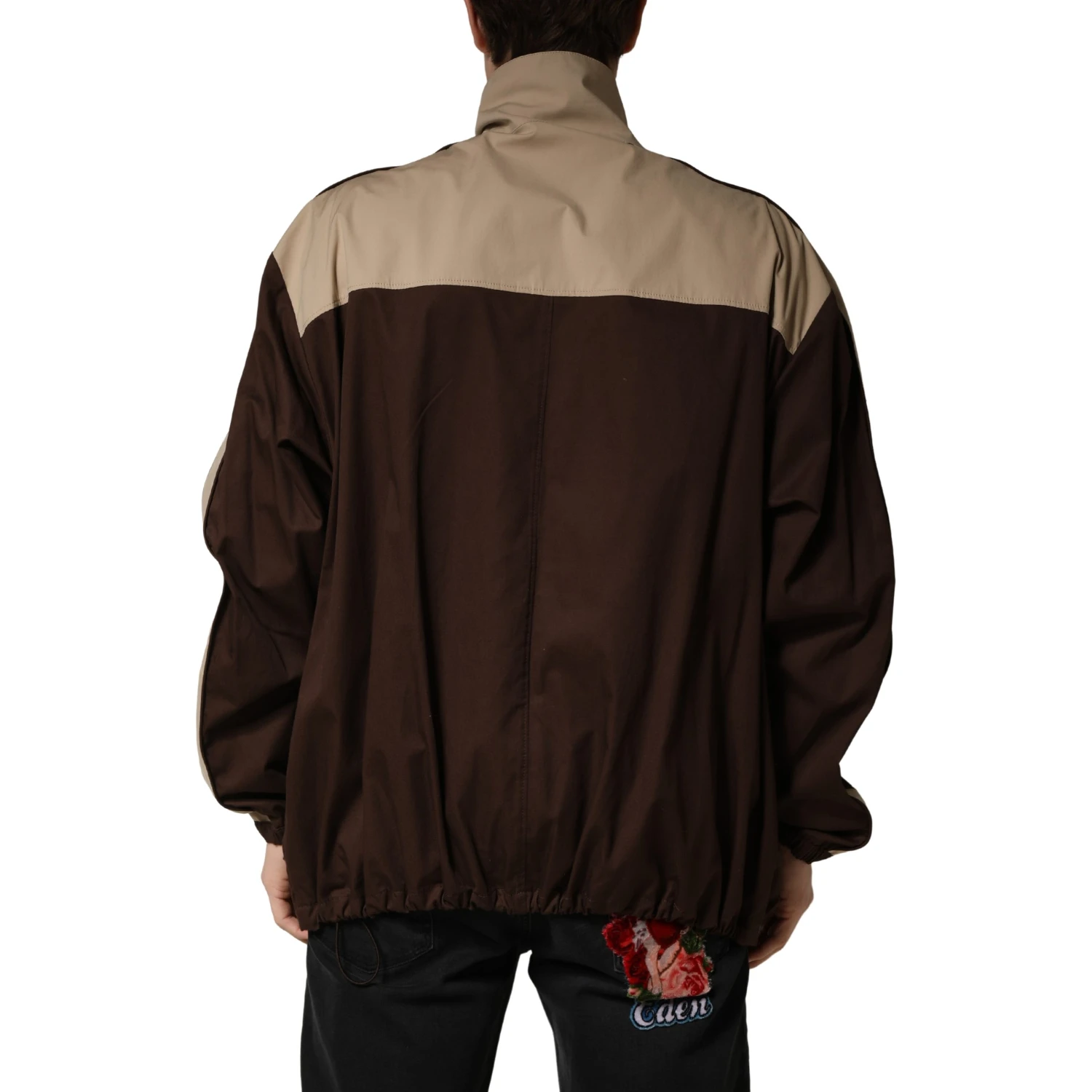 Brown Beige Cotton Zip Windbreaker Jacket