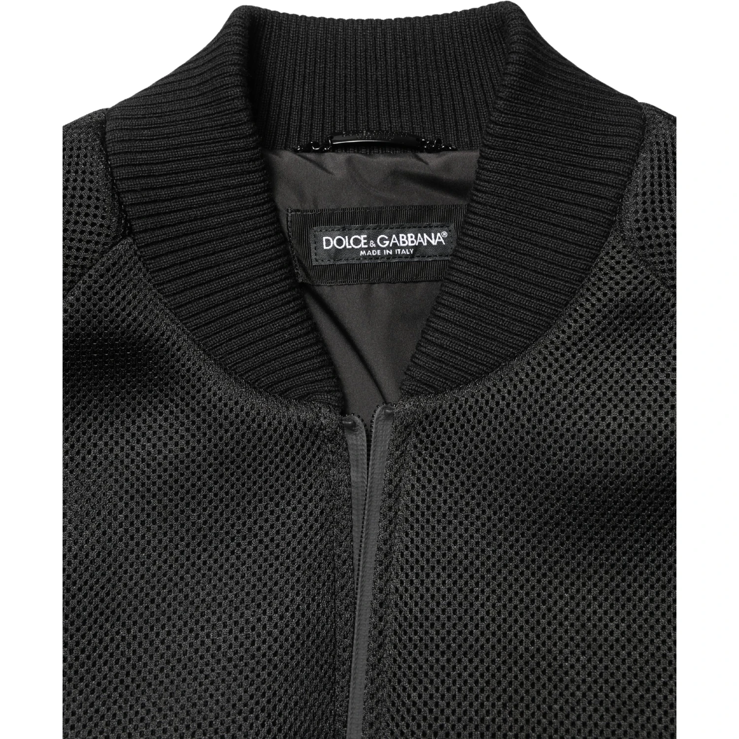 Men Black Nylon Full Zip Bomber Jacket