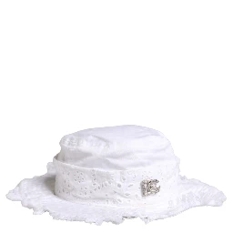 White Broderie Anglaise DG Crystal Bucket Hat