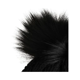 Black Acrylic Knitted Fur Winter Beanie