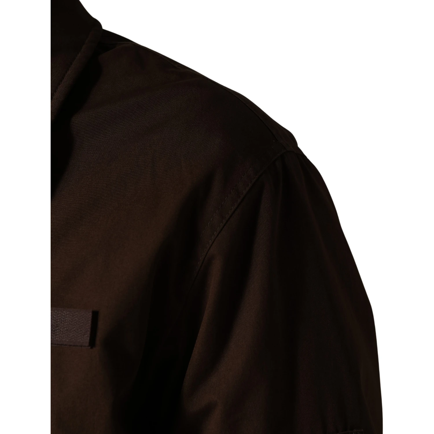 Brown Cotton Stretch Full Zip Bomber Jacket