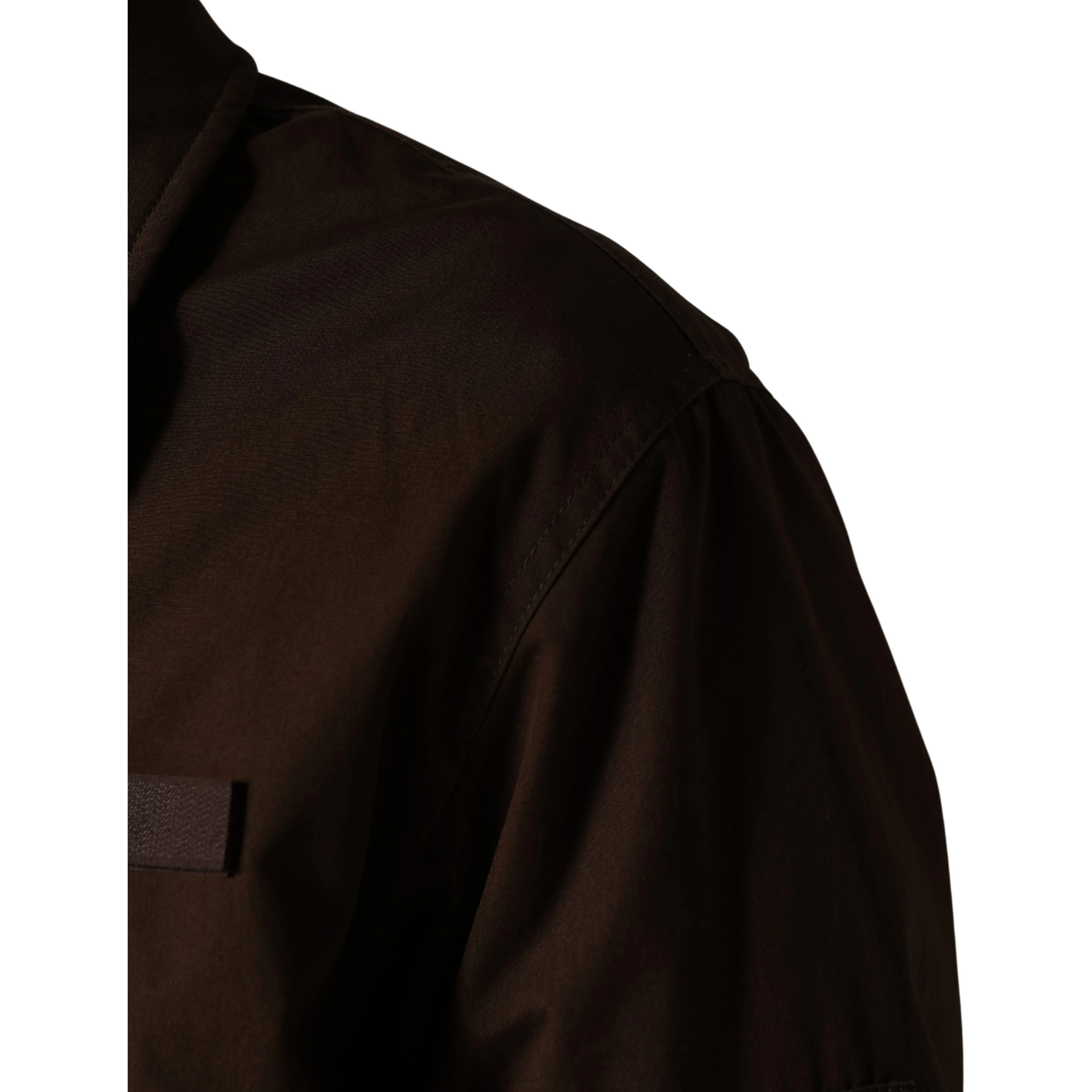 Brown Cotton Stretch Full Zip Bomber Jacket