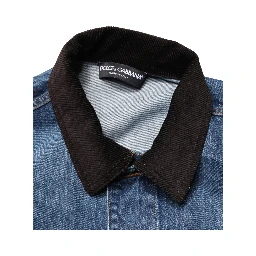 Black Blue Cotton Denim Blouson Men Jacket