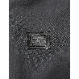 Black Wool Logo Full Zip Men Bomber Jacket