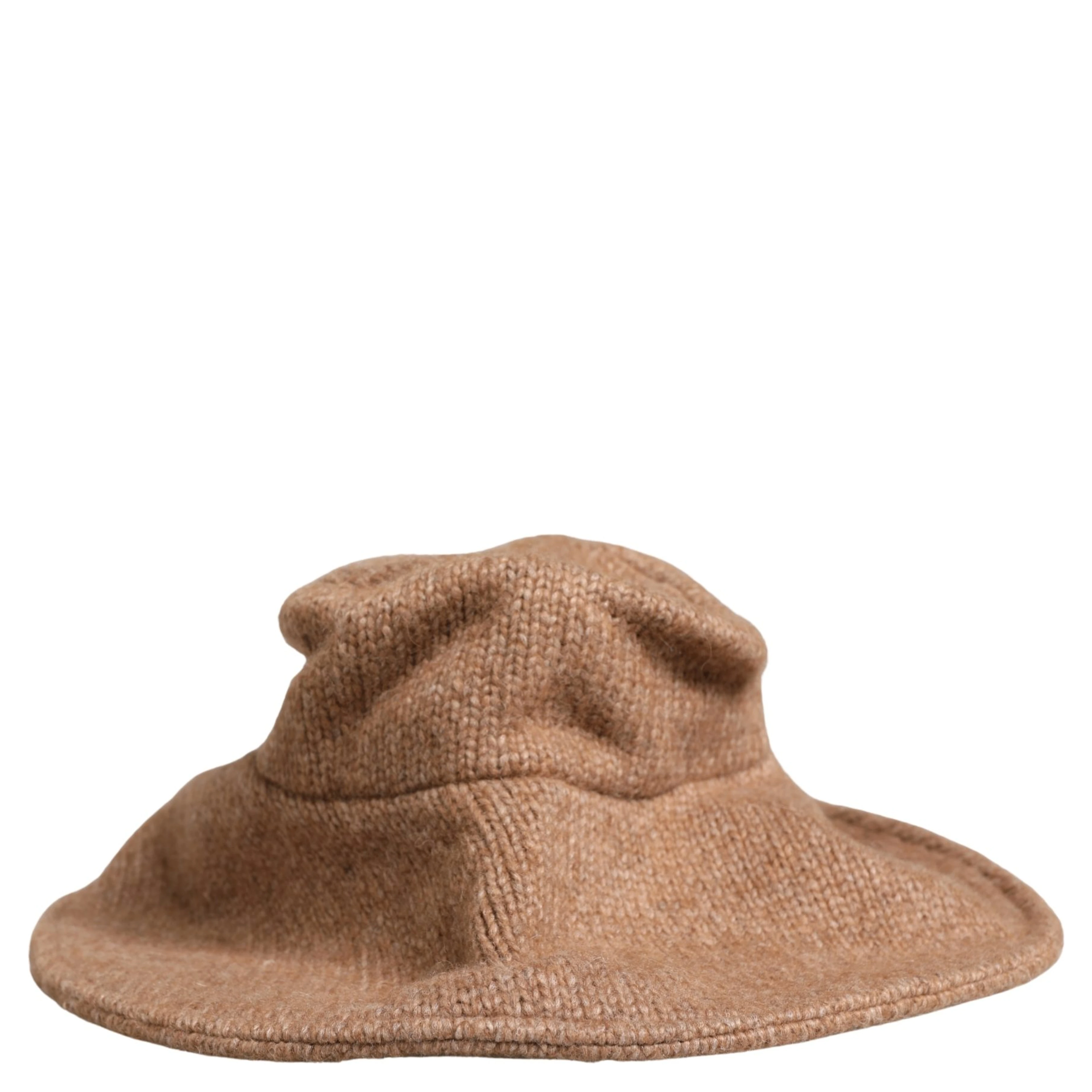 Brown Llama Wool Women Knitted Capello Hat