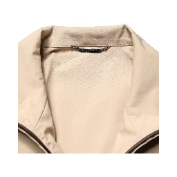 Brown Beige Cotton Zip Windbreaker Jacket