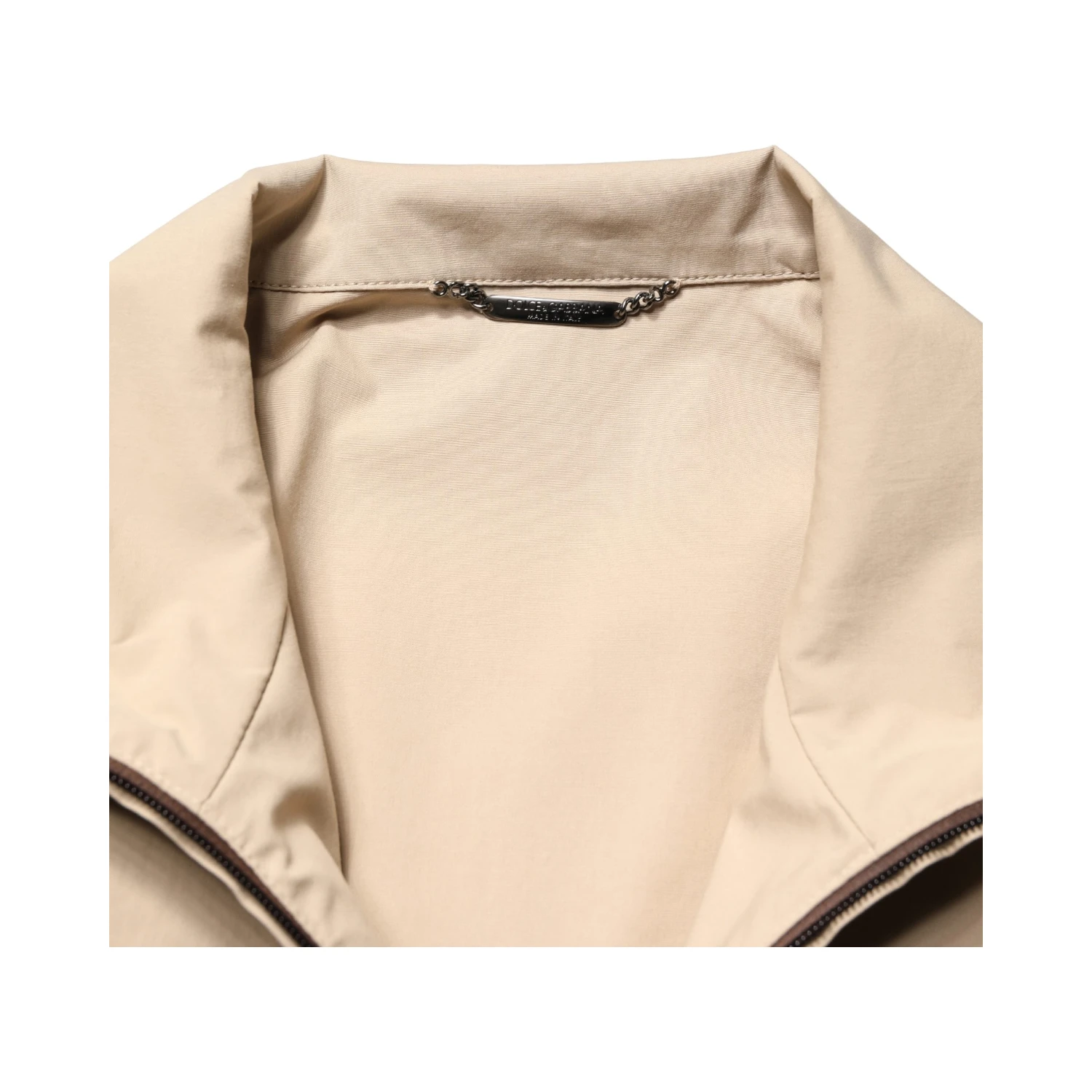 Brown Beige Cotton Zip Windbreaker Jacket
