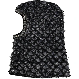 Black Wool Crystal Embellished Balaclava Hat
