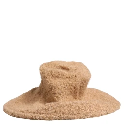 Beige Virgin Wool Fur Women Knitted Capello Hat