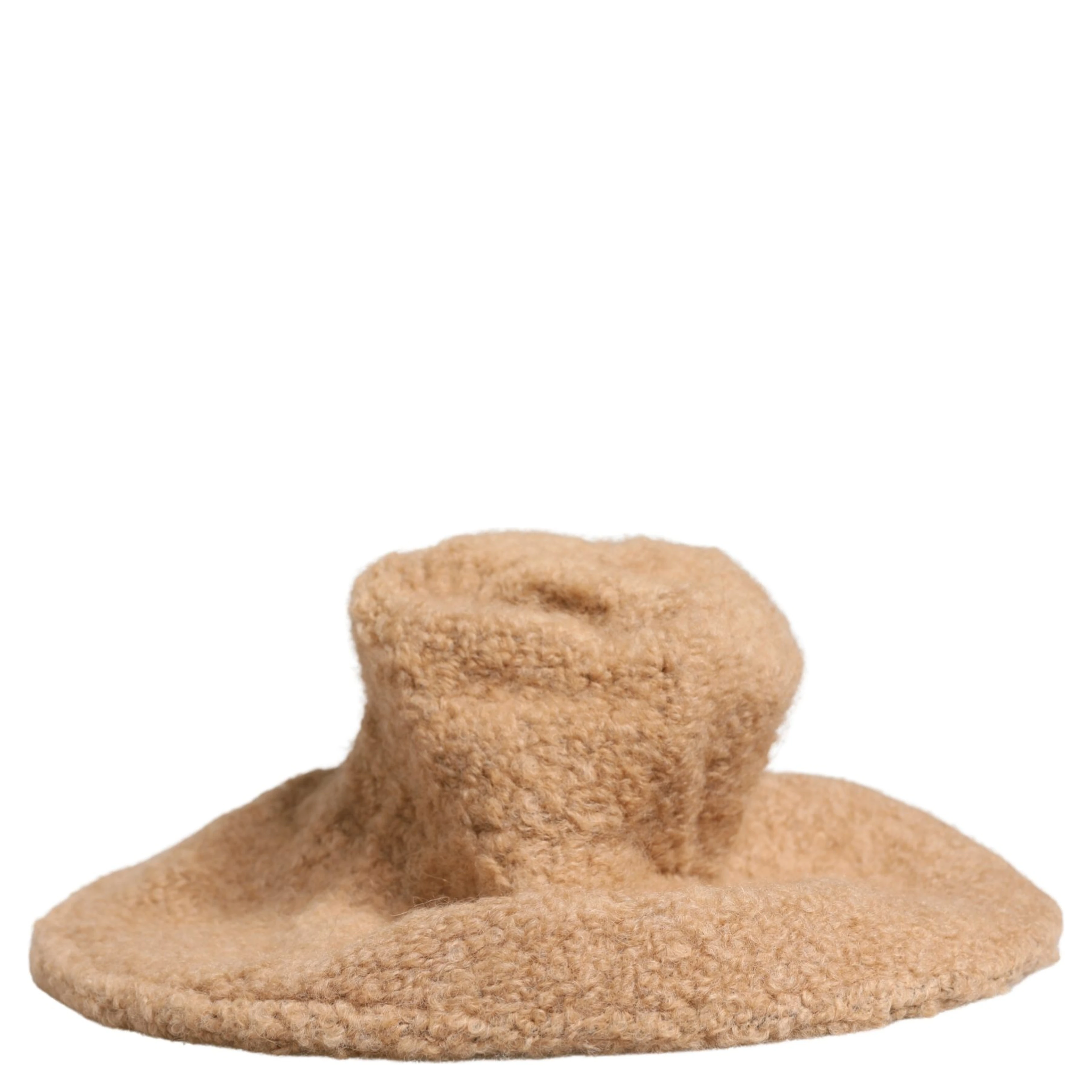 Beige Virgin Wool Fur Women Knitted Capello Hat