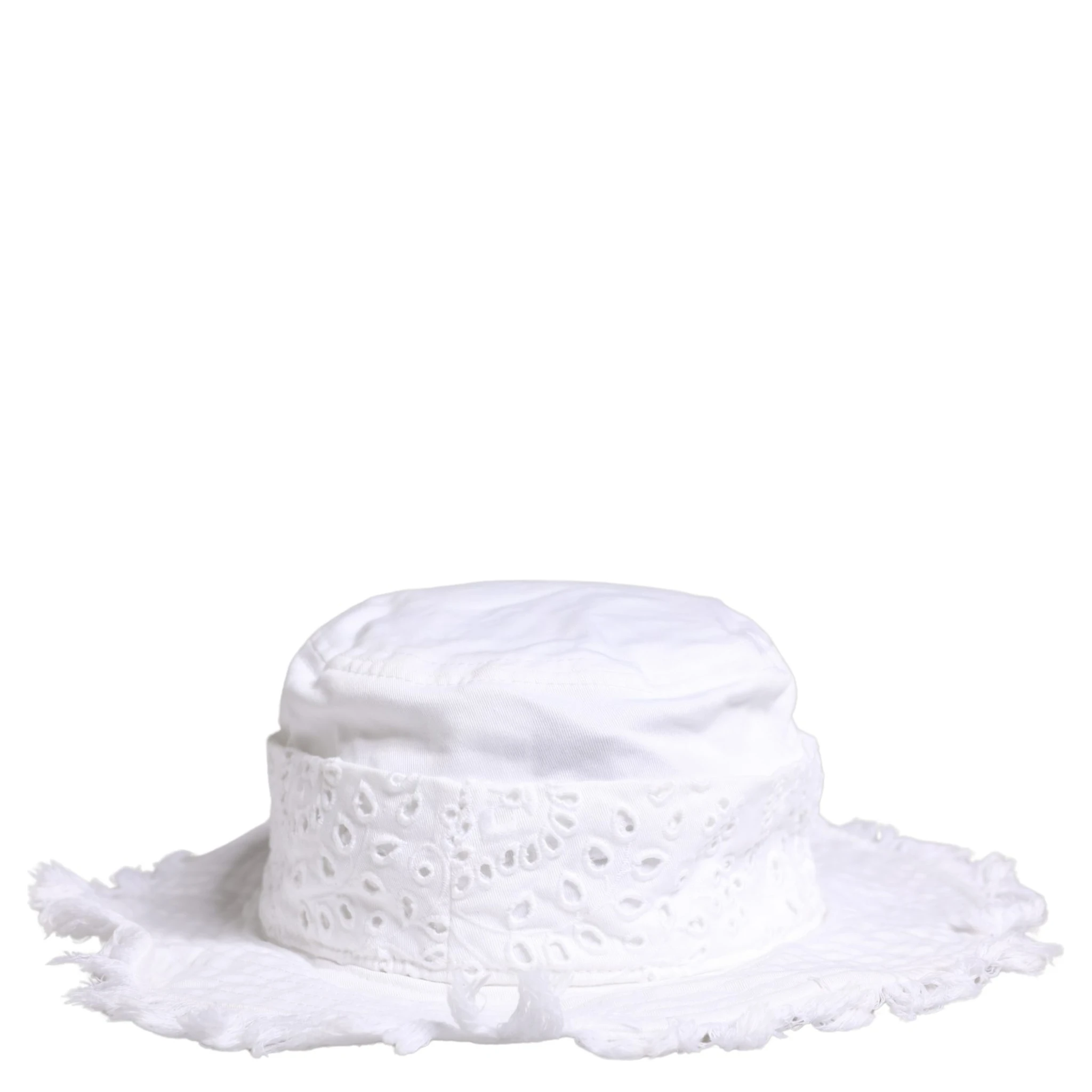 White Broderie Anglaise DG Crystal Bucket Hat