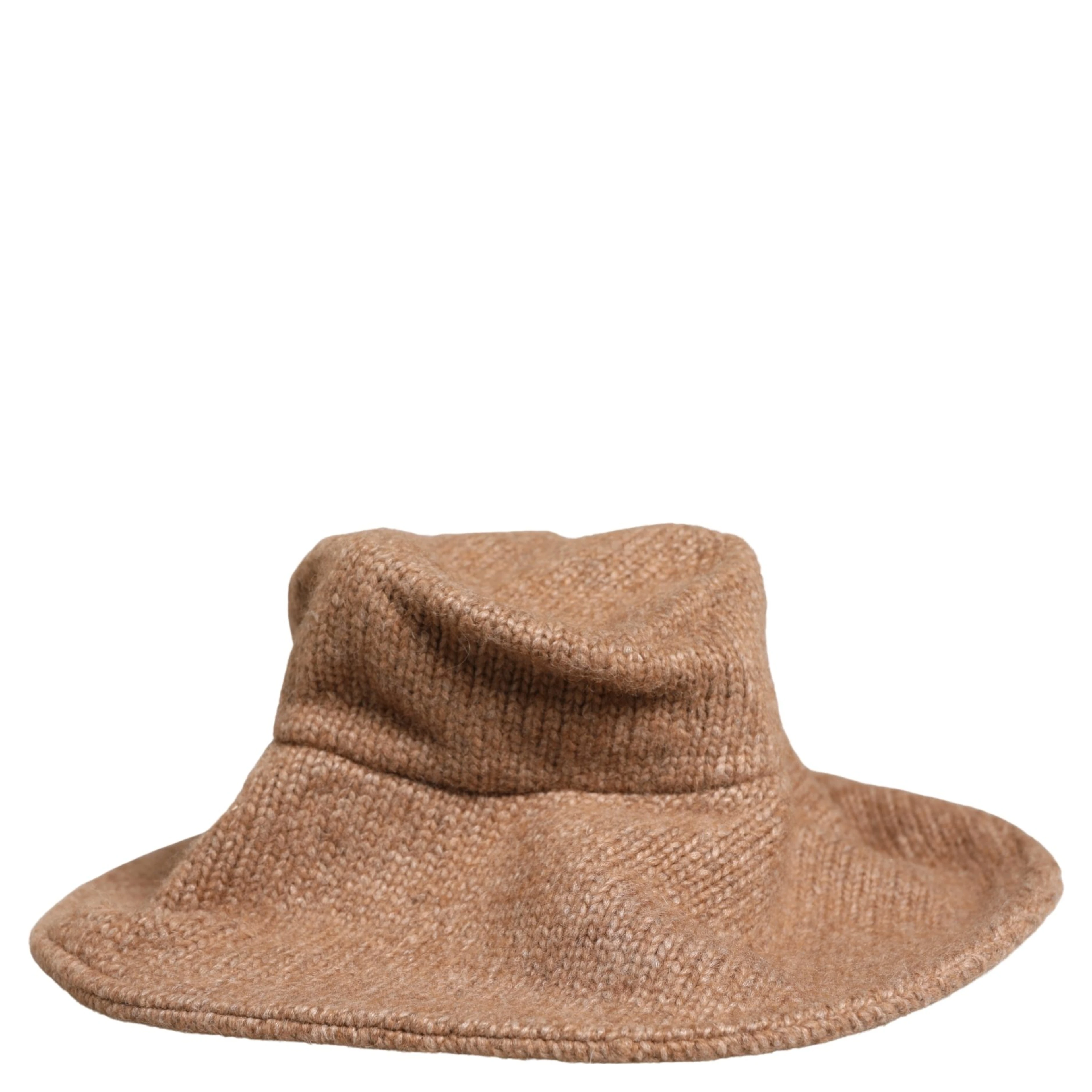 Brown Llama Wool Women Knitted Capello Hat