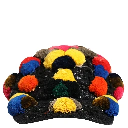 Multicolor Pom Poms Sequin Embellishment Hat