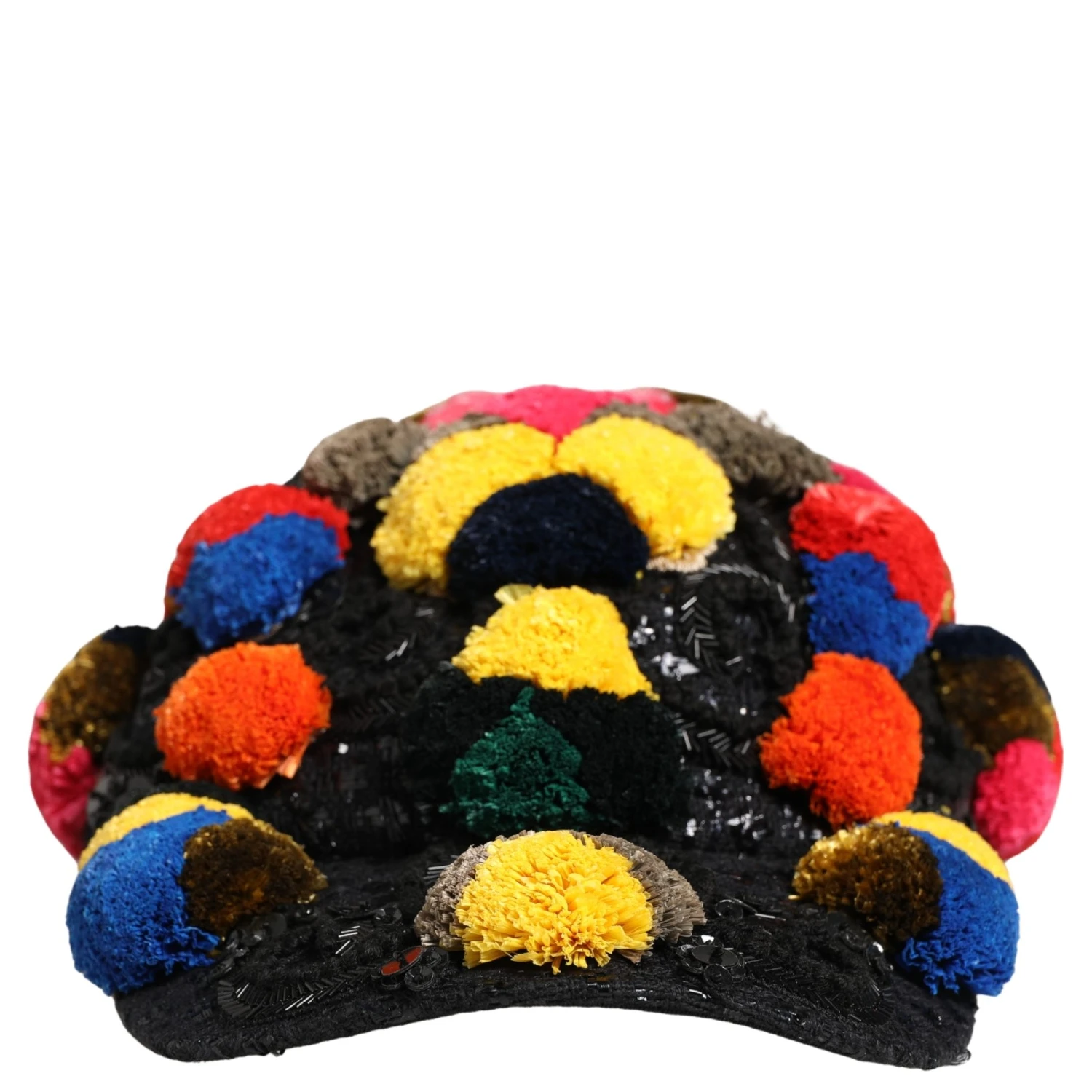 Multicolor Pom Poms Sequin Embellishment Hat