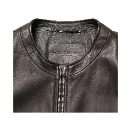 Black LambskinLeather Full Zip Biker Jacket