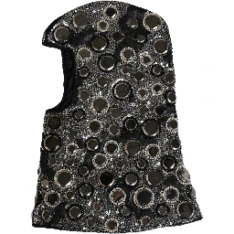 Black Wool Crystal Embellished Balaclava Hat