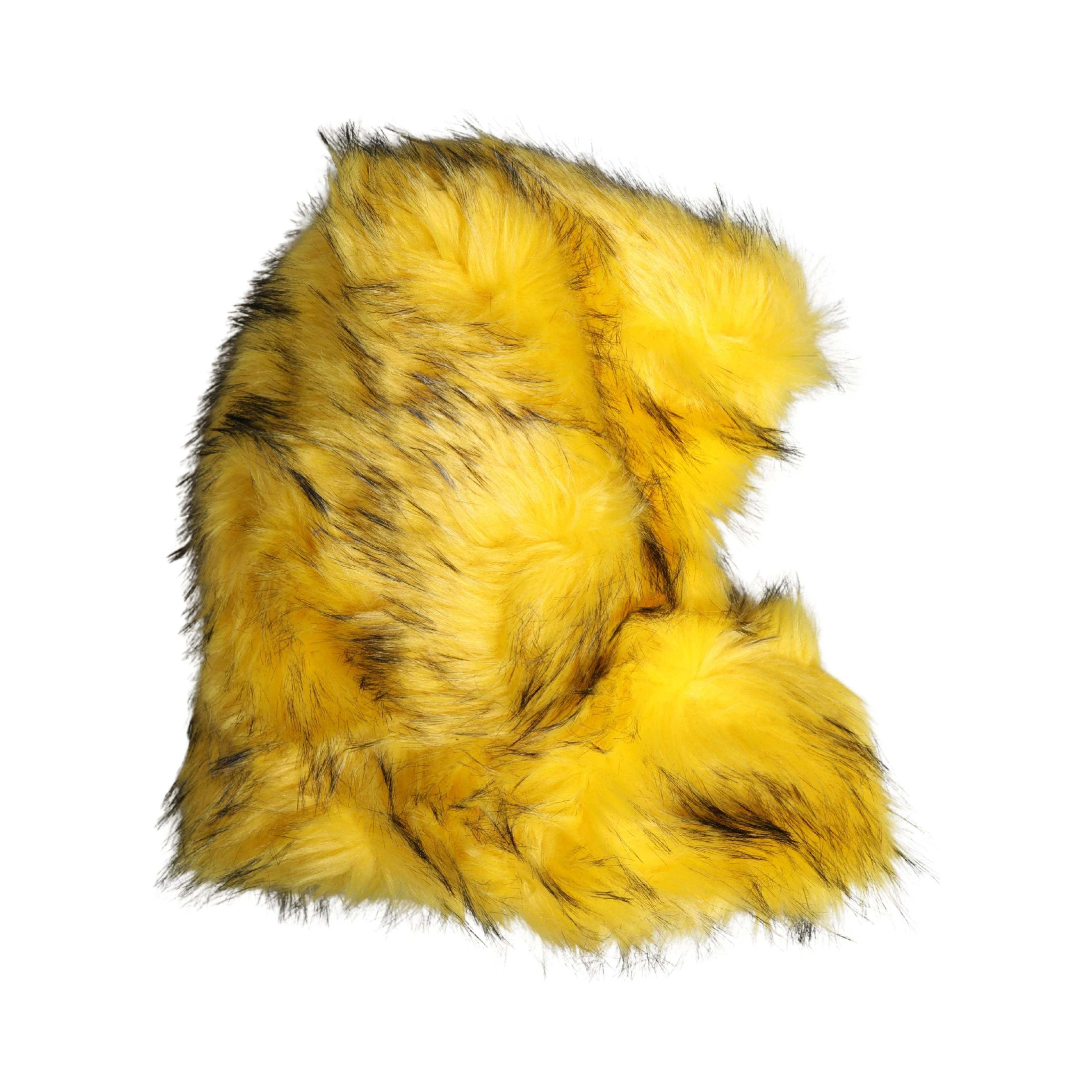 Yellow Modacrylic Fur Women Bucket Capello Hat