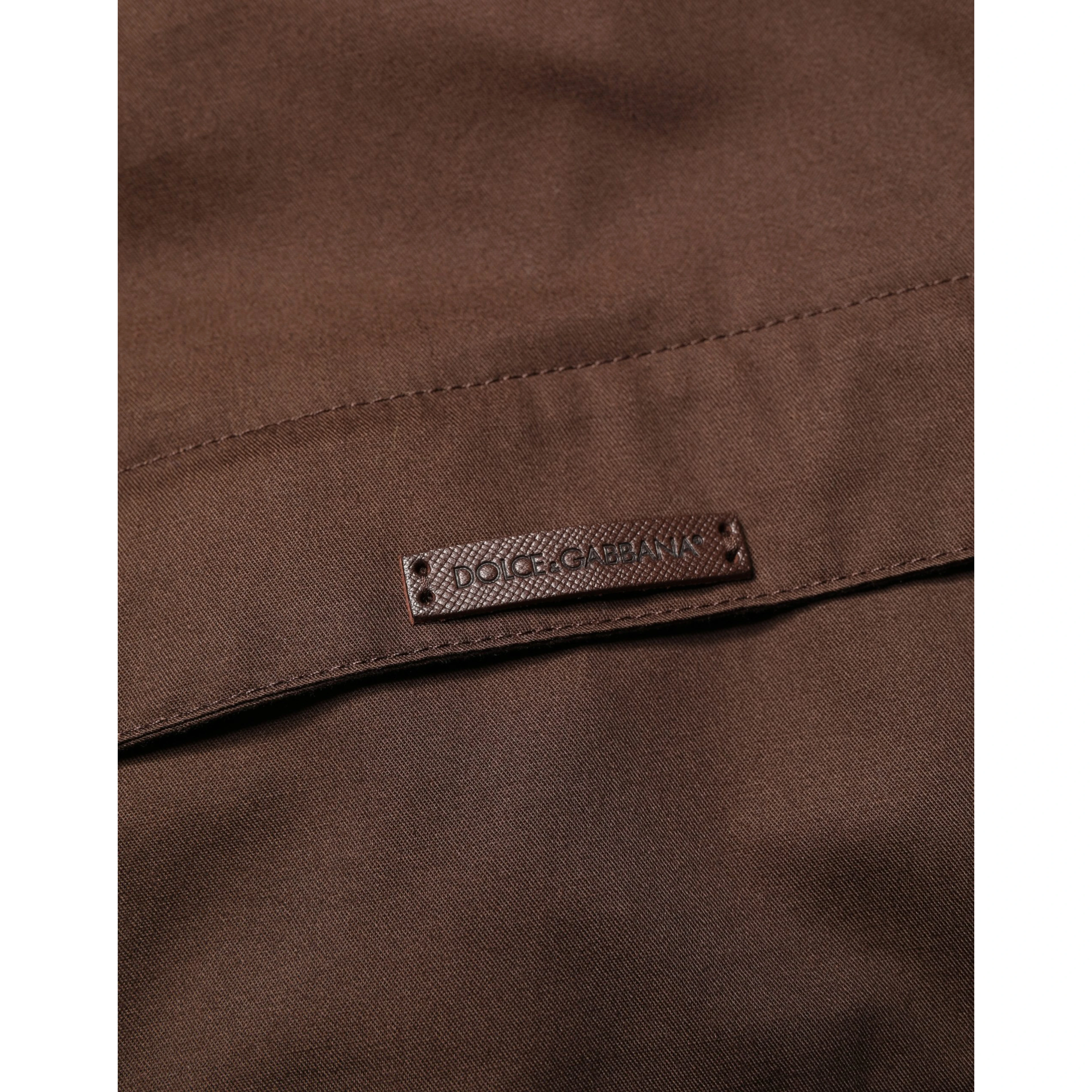 Brown Beige Cotton Zip Windbreaker Jacket