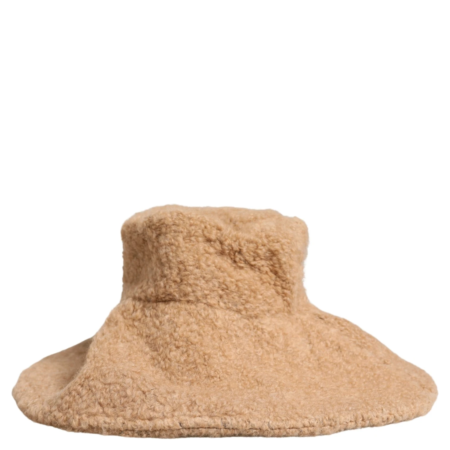 Beige Virgin Wool Fur Women Knitted Capello Hat