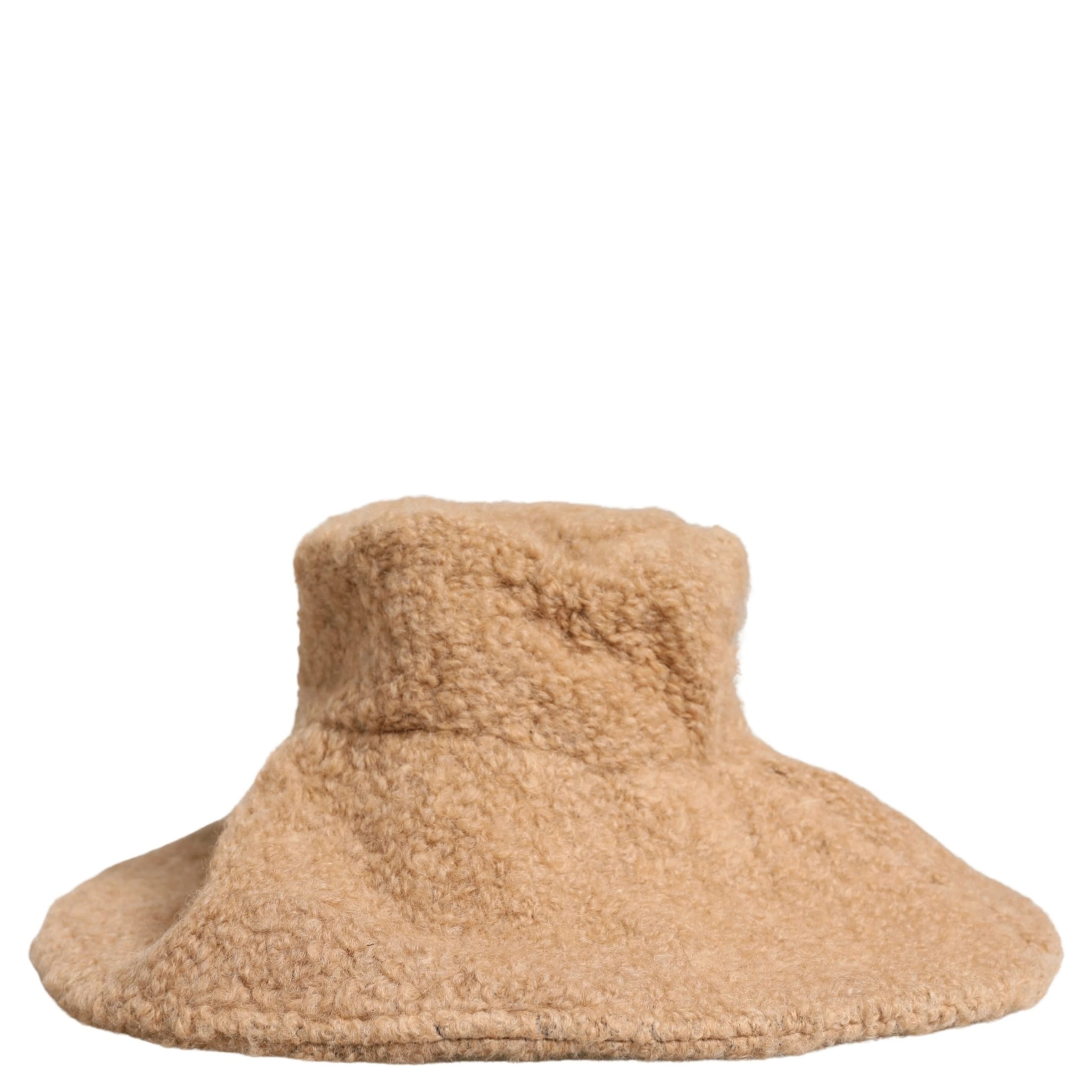 Beige Virgin Wool Fur Women Knitted Capello Hat