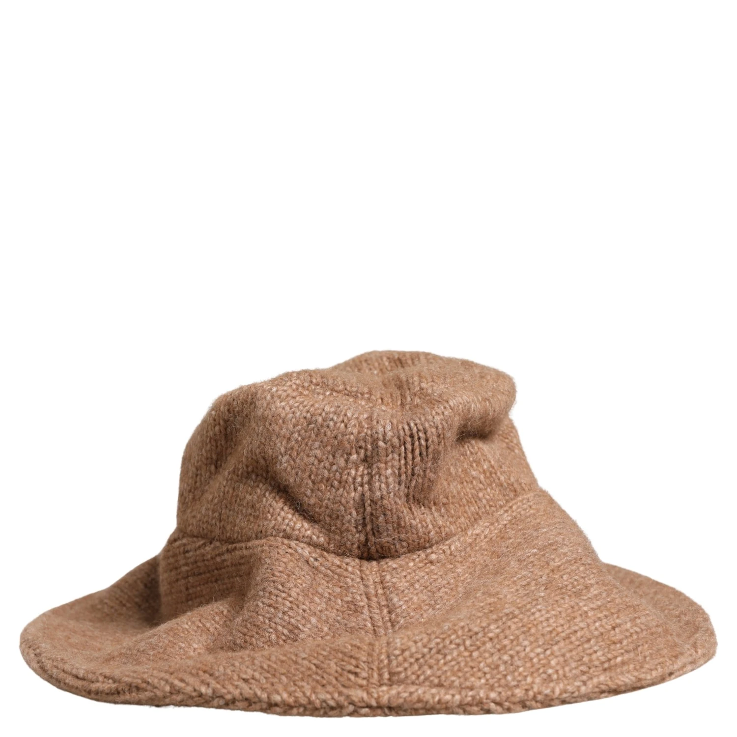 Brown Llama Wool Women Knitted Capello Hat