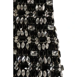 Black Wool Crystal Embellished Balaclava Hat