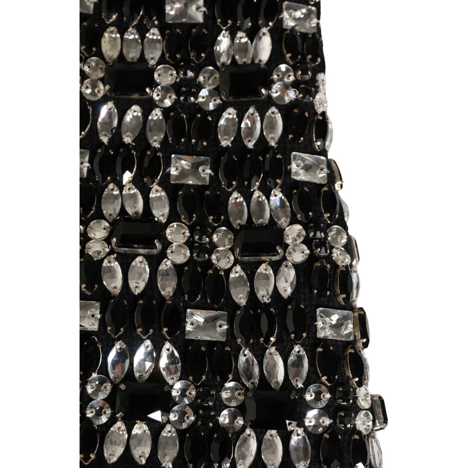 Black Wool Crystal Embellished Balaclava Hat
