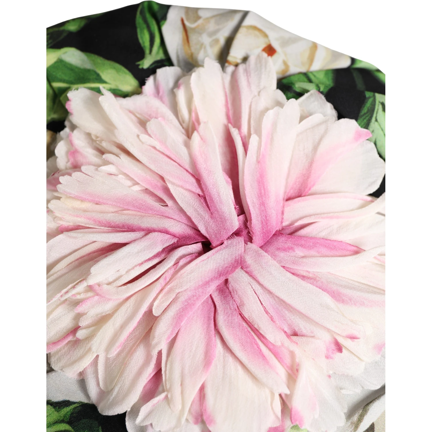 Black Floral Motif Turban Headwear Women Hat