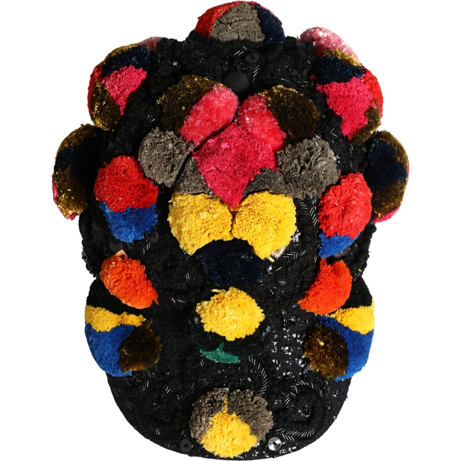 Multicolor Pom Poms Sequin Embellishment Hat