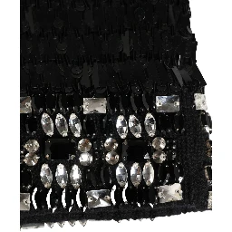 Black Wool Crystal Embellished Balaclava Hat