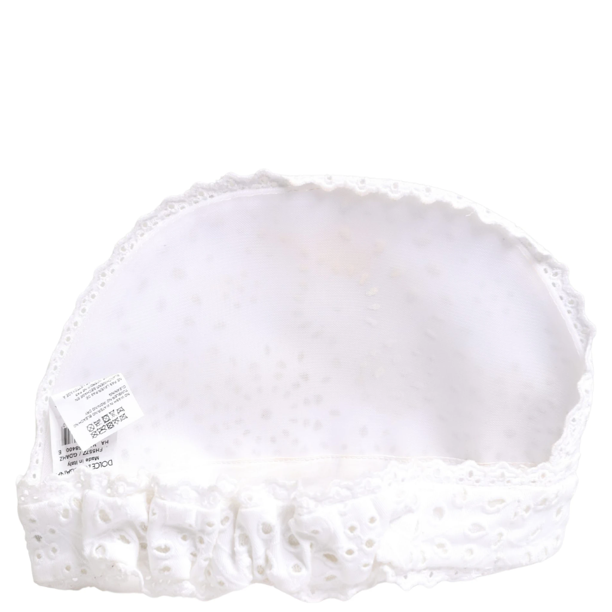 White Cotton Embroidered DG Crystal Headwear Hat
